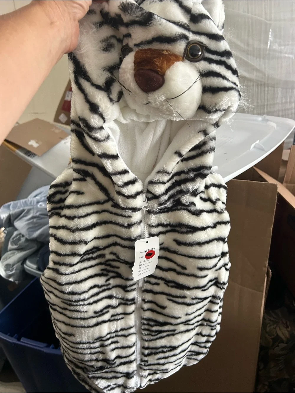 Plush cat Hooded Vest for Kids - White & Black